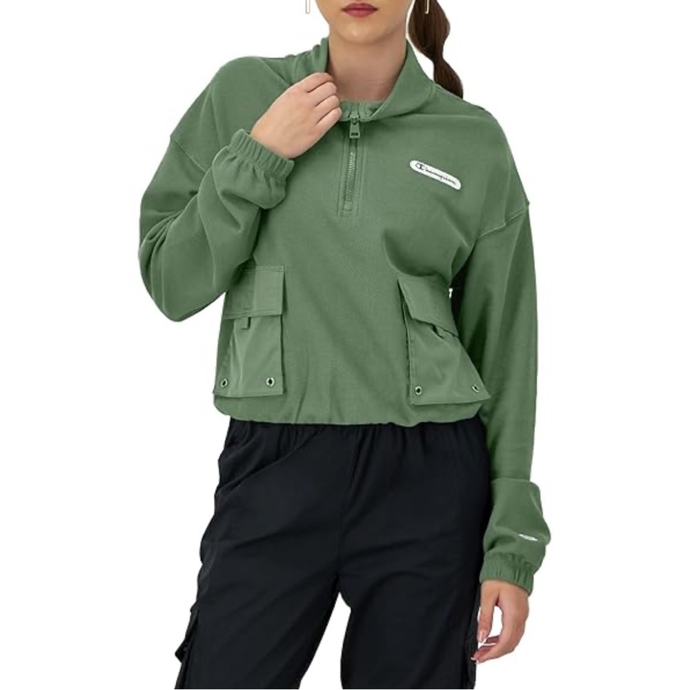 Champion Campus Pique 1/4-Zip Pullover Sweatshirt- Size M